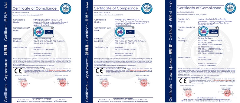 CE-Zertifikat für Hebeband und Ratsche Krawatte unten